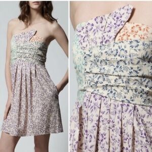 See By Chloe Floral Print Strapless Mini Dress